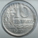 Moeda de 10 centavos de Cruzeiros do ano de 1970, em destaque