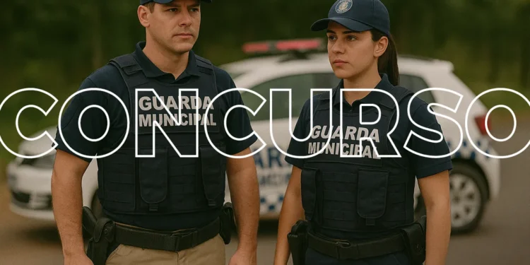 Dois membros da Guarda Municipal de Japaratinga com uniforme e veículo ao fundo.