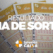 Bilhetes da loteria Dia de Sorte com destaque para os resultados e marca da Caixa