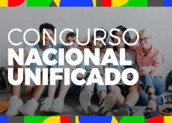 Imagem de grupo de jovens sorrindo com o texto 'Concurso Nacional Unificado' em destaque sobre a 3ª retificação do CNU 2025