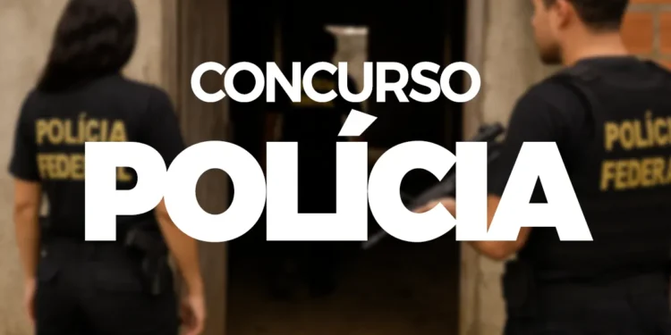 Agentes da Polícia Federal durante operação, com destaque para concurso público.