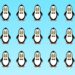 Desafio visual com vários pinguins em fileiras, sendo um diferente dos demais