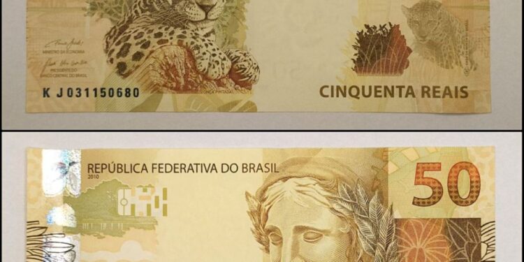 Cédula brasileira de 50 reais da segunda família do Plano Real, série rara