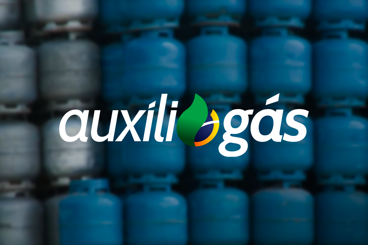 Calendário do Auxílio-Gás Imagem de botijões de gás com o logo do Auxílio-Gás, representando o pagamento do benefício