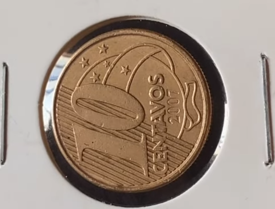 Moeda de 10 centavos de 2007 com erro de reverso horizontal