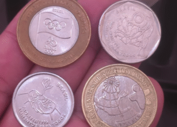 Conjunto das moedas mais raras do Real, incluindo edições comemorativas e históricas