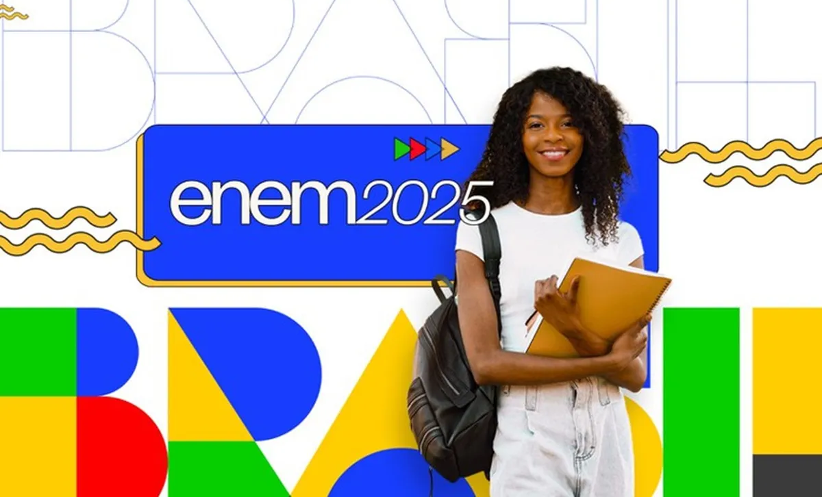 Plataforma MEC Enem 2025 Estudante com mochila segurando caderno, representando as novas ferramentas da plataforma MEC Enem 2025.