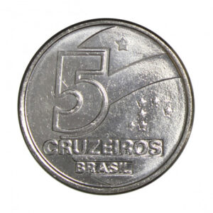Moeda de 5 cruzeiros de 1991 em detalhe
