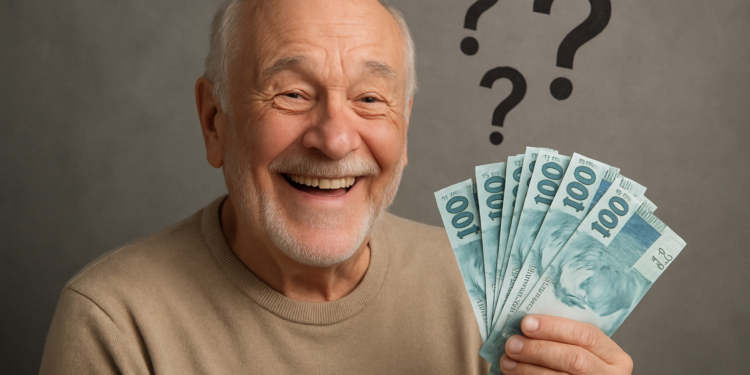 Idoso com dinheiro e dúvidas financeiras