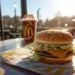 Deliciosa refeição do McDonald's com hambúrguer e refrigerante