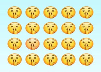 Teste de QI com vários emojis de silêncio alinhados, um deles com rosto avermelhado