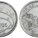 Anverso e reverso de uma moeda de 50 centavos do ano de 2012, utilizada para ilustrar as características de um exemplar valioso.