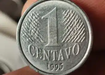 Moeda de 1 centavo de Real, cunhada em 1995.