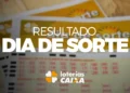 Bilhetes da loteria Dia de Sorte com destaque para os resultados e marca da Caixa