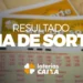 Bilhetes da loteria Dia de Sorte com destaque para os resultados e marca da Caixa