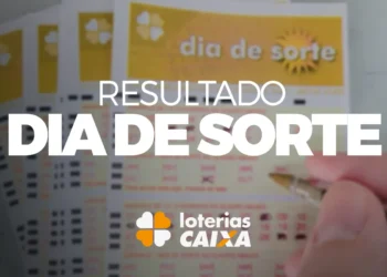 Bilhetes da loteria Dia de Sorte com destaque para os resultados e marca da Caixa