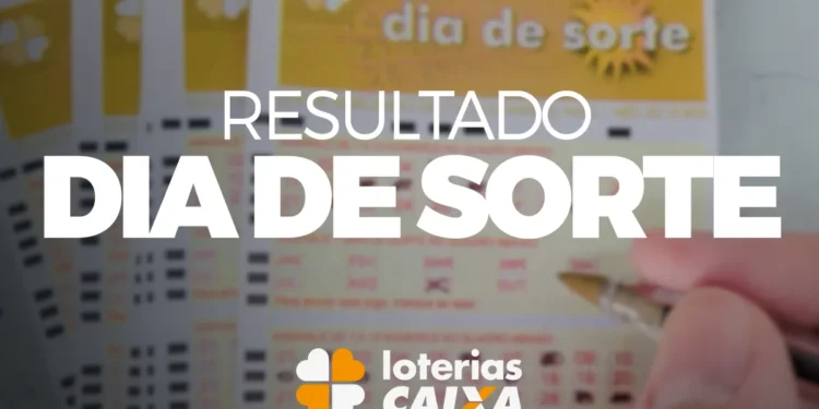 Bilhetes da loteria Dia de Sorte com destaque para os resultados e marca da Caixa