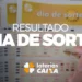 Bilhetes da loteria Dia de Sorte com destaque para os resultados e marca da Caixa