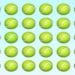 Desafio Visual com uma imagem mostrando várias bolas de tênis verdes organizadas em linhas e colunas sobre fundo azul claro.