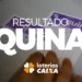 Bilhete da Quina sendo conferido com destaque para o resultado das Loterias Caixa