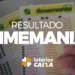 Bilhetes da Timemania com destaque para o resultado do concurso e logo das Loterias Caixa