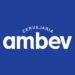 Logo da Cervejaria Ambev com fundo azul, destacando a marca de bebidas líder no Brasil