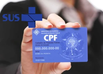 Imagem de CPF com logotipo do SUS, simbolizando a integração entre o sistema de saúde e a identificação de usuários.