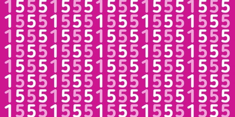 Ilusão de ótica com padrão repetido de números 1 e 5 em tons de rosa com um número 2 entre eles