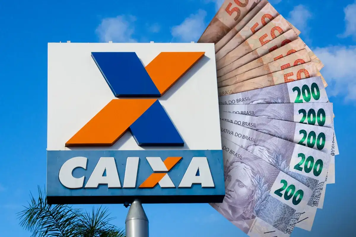 Pagamentos da Caixa: valores de R$ 600, R$ 1.518 e R$ 2.800 Notas de reais e logotipo da Caixa Econômica Federal ilustrando pagamentos de benefícios