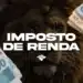 Imagem ilustrativa do Imposto de Renda, com notas de reais ao fundo e um leão, representando a época de declarações e pagamentos.