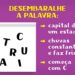 Teste de QI com letras embaralhadas em fundo branco para formar nome de capital fria com chuvas constantes