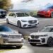 Colagem de cinco carros premium e de luxo, incluindo SUVs (Audi E-Tron, Range Rover, BMW X7), um sedã (Mercedes-Benz S-Class) representando o mercado de usados acessíveis.