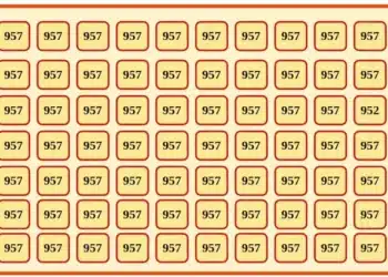 Imagem com vários números 957, sendo necessário encontrar o número 952 em até 20 segundos.