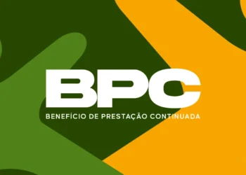 Imagem com logo do BPC (Benefício de Prestação Continuada) em destaque, com fundo colorido em tons de verde e amarelo, destacando o texto 'BPC' em letras grandes.