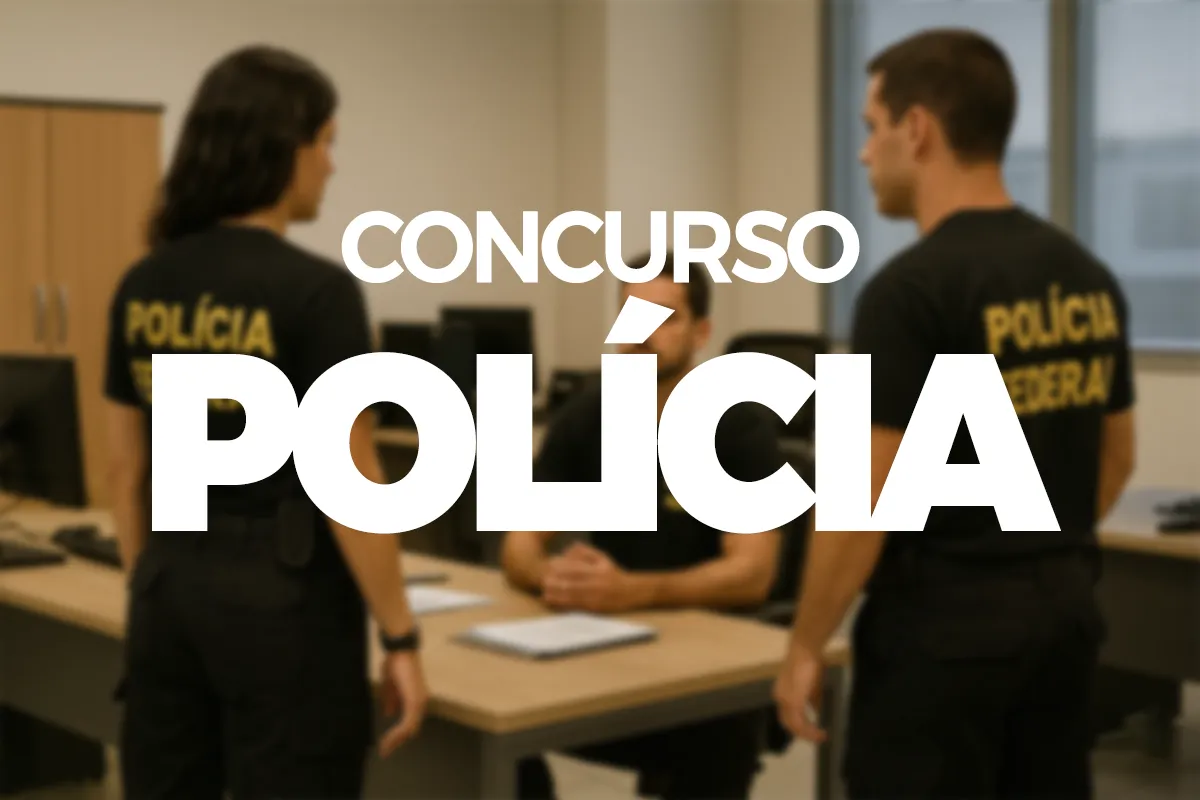 Imagem ilustrativa de dois policiais reforçando o concurso da Polícia Federal que entra na reta final com previsão de curso de formação em 2026.