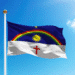 Bandeira de Pernambuco tremulando ao vento sob o céu azul.