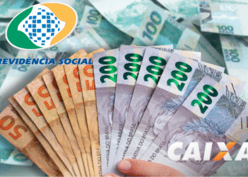 Pagamento do INSS e CAIXA para brasileiros, com valores de R$ 108, R$ 600, R$ 1.518 e R$ 8.157,41 confirmados.