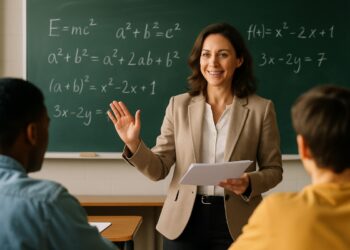 Professora falando sobre a Carteira Nacional Docente e descontos em eventos e hotéis.