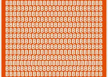 Desafio visual com letras B em padrão repetido e um número oculto entre elas. Encontre o número!