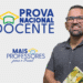 Imagem promocional de homem sorridente segurando livros representa a Prova Nacional Docente (PND) 2025