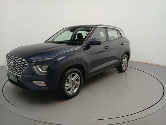 Hyundai Creta azul-escuro em estúdio, carro líder de vendas no varejo, simbolizando o sucesso de uma estratégia que combina rede de concessionárias, financiamento agressivo e grande disponibilidade de estoque.