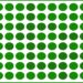 Ilusão de ótica com círculos verdes organizados em uma grade regular sobre fundo branco e borda arredondada verde.