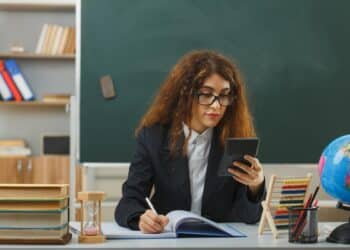Professora fazendo anotações em sala de aula, representando as inscrições da PND 2026 para docentes