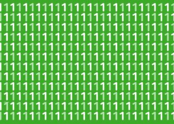 Teste de QI com fundo verde e vários números 1 brancos e um número 7 escondido entre eles