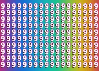 Imagem de teste visual com números 9, onde o objetivo é encontrar o número diferente em 20 segundos.