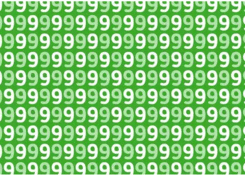 Fundo verde com o número 9 em branco repetido e disposto em filas alinhadas.