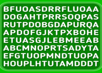 Teste visual com com letras brancas em fundo verde mostrando várias combinações de letras