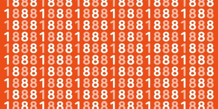 Teste visual com padrão de números 1 e 8 em tons claros e escuros sobre fundo laranja