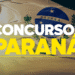Bandeira do Paraná ao fundo com a frase “Concursos Paraná” em destaque.