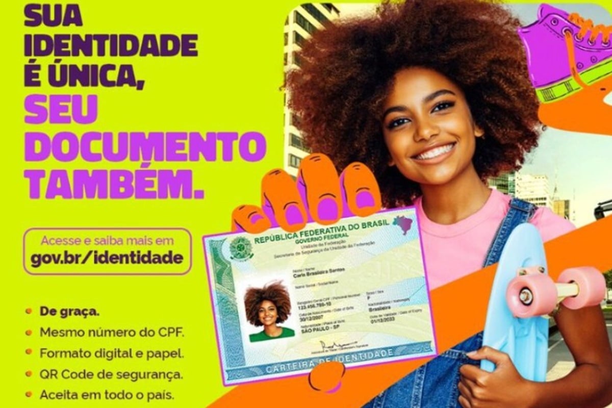 Validade RG Campanha governamental explicando as características da nova Carteira de Identidade Nacional com CPF integrado